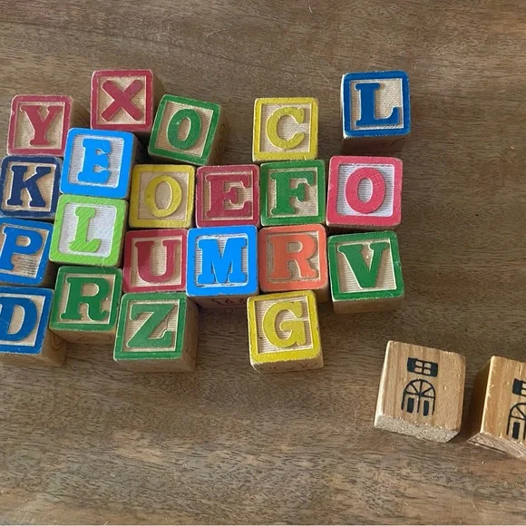 Vintage wooden kids blocks primitive decor nursery decor - Picture 2 of 5